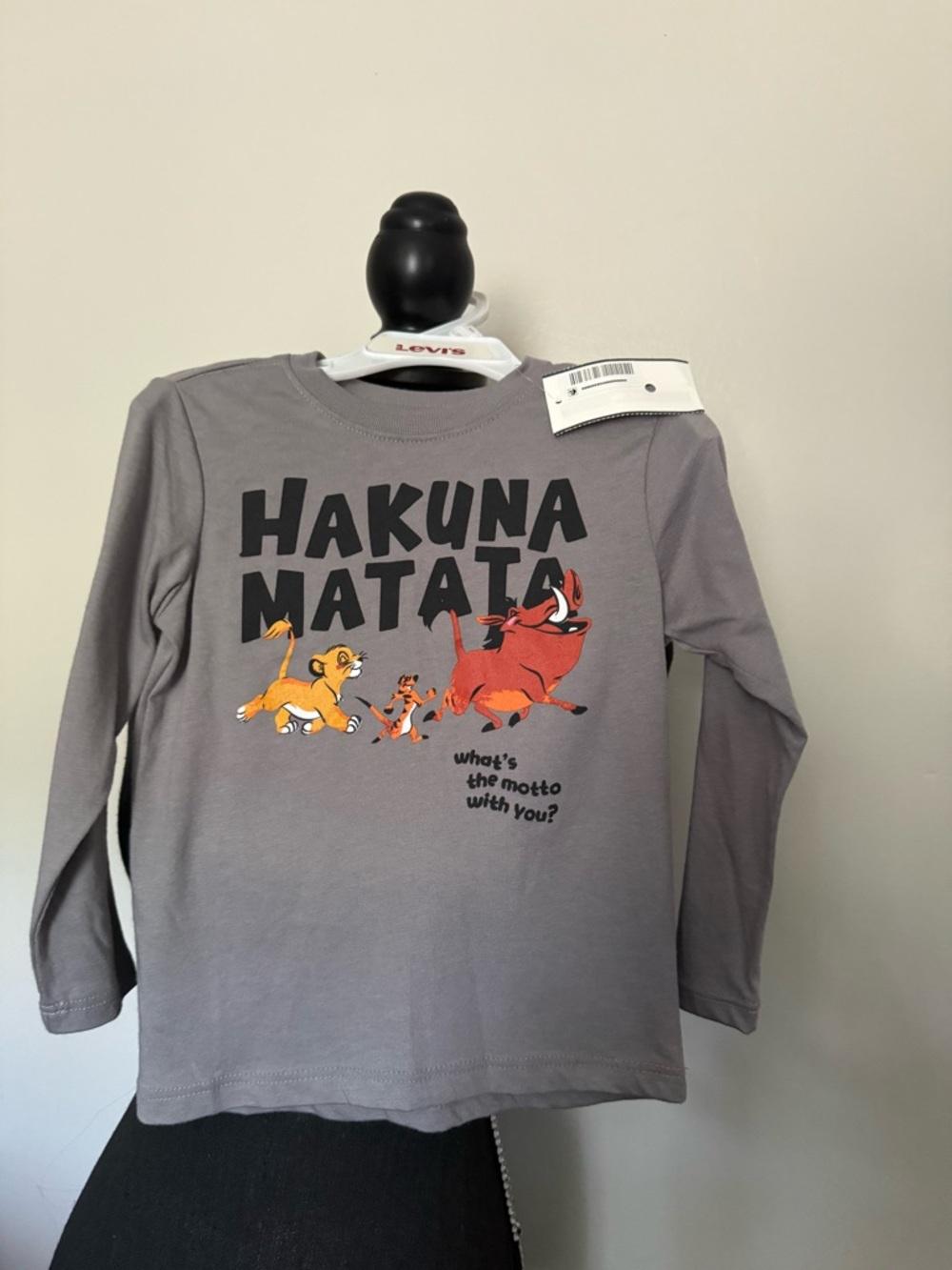 New w/tag size 3T Gray Hakuna Matata Long Sleeve Tee w/Simba, Timon &Pumbaa